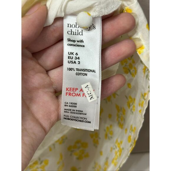 NWOT NOBODY'S CHILD Danielle Floral Cotton-Poplin Mini Cottagecore Dress 6US - Picture 7 of 14